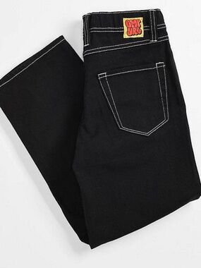 Empyre Black Contrast Stitch Jeans Size 27 Y2K Skater Streetwear